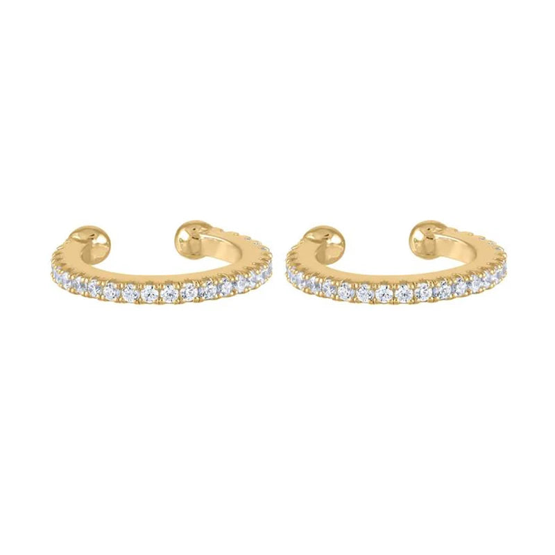 Luxury Gold Silver Filled Clip Earring For Women Full CZ Zircon Big Circle Men's Ear Cuff Jewelry Clip On Ear