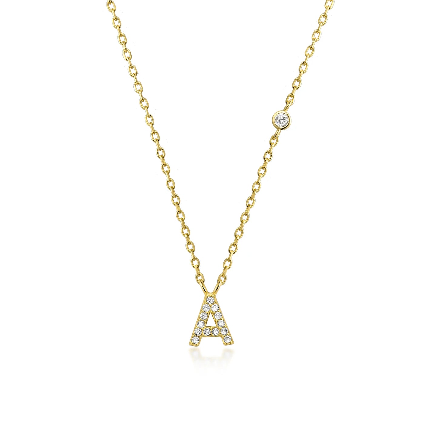 925 Sterling Silver Gold Small 26 Letters A- Z Zircon CZ Pendant Monogram Necklace Me 2020 Initial Alphabet M A Jewelry