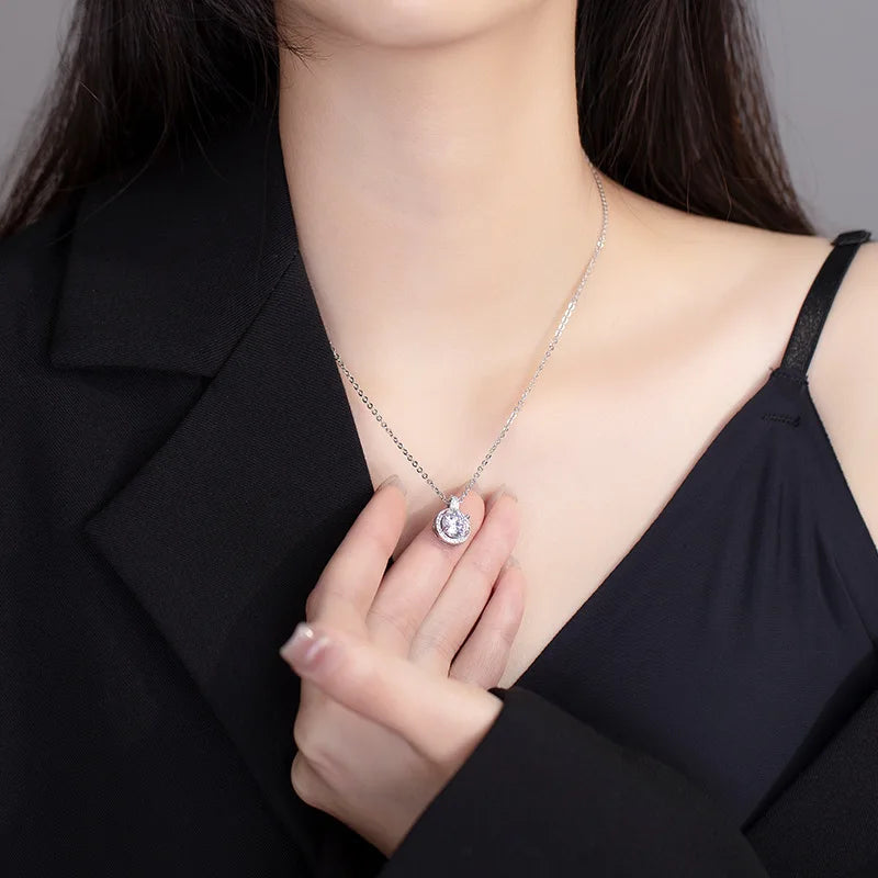 925 Sterling Silver Sparkling Zircon Necklace Women's Fashionable Temperament Collarbone Chain Birthday Gift Luxurious Jewelry