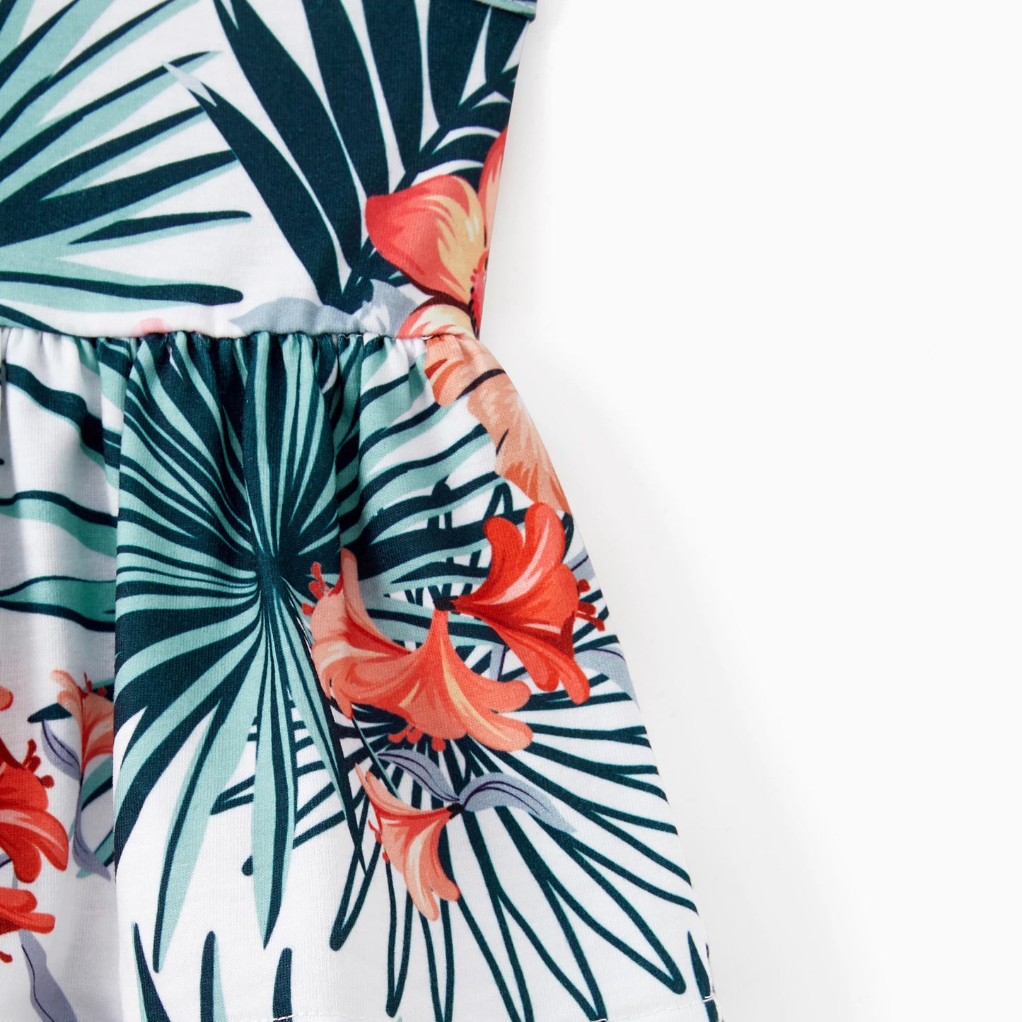 Family Matching Sets Floral Panel Tee or Shirred Back Button Up Strap Dress With Pockets