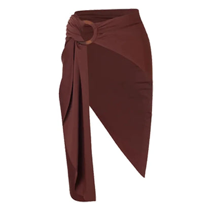 2025 Summer Swimsuit Women Sexy Ring Decoration Brown One Piece Swimwear Vacation Beachwear Luxury Bathing Suit Bikini Sets