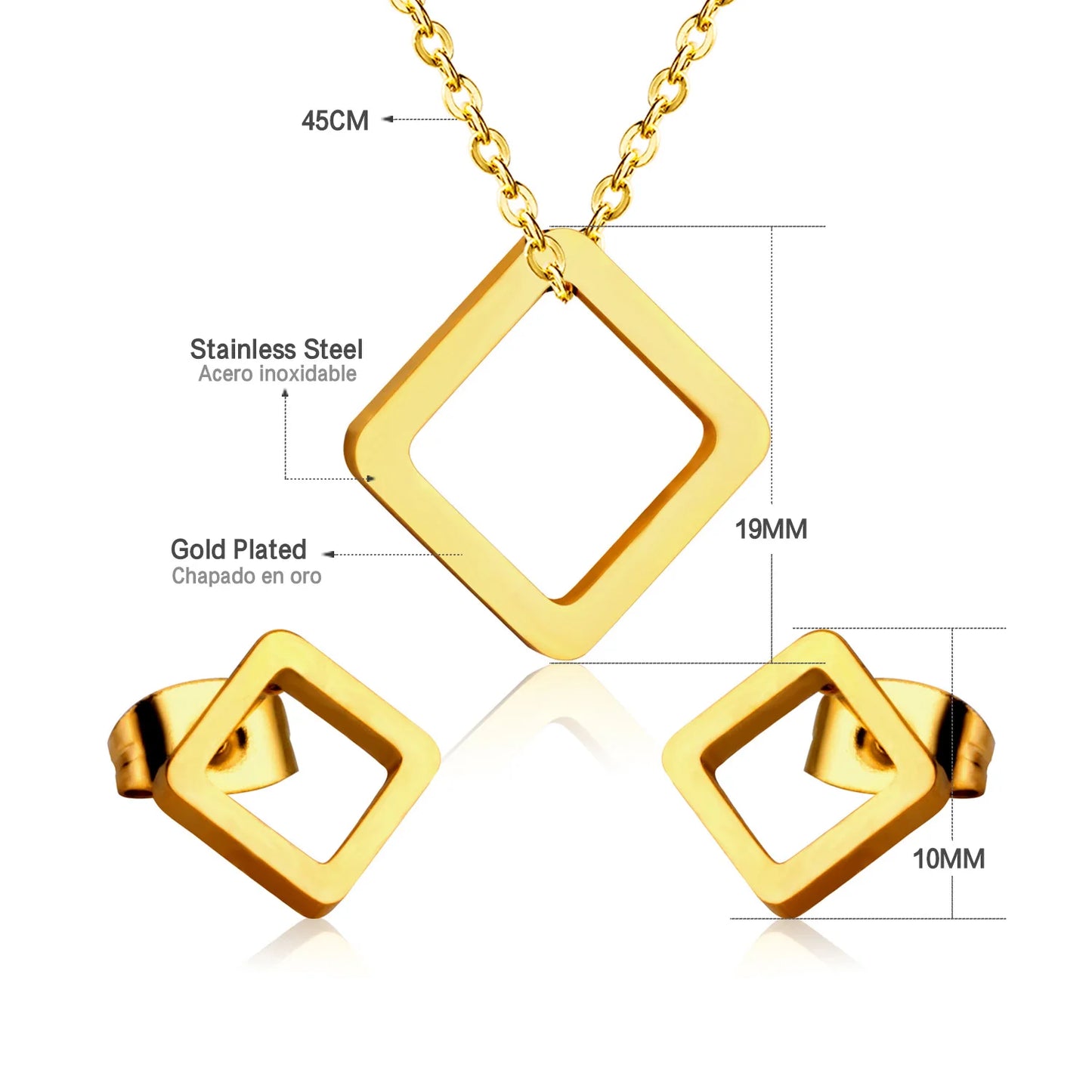 Trendy Jewelry Set Stainless Steel Silver/Gold Color Woman/Men Wholesale Heart Pendant Necklace Earings Bridal Sets