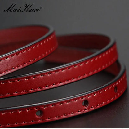 Women Belts Alloy Pin Buckle Genuine Leather Thin Belt Female Waistband for Jeans Dresses Pants