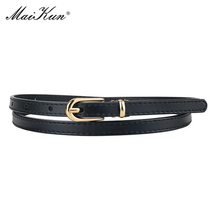 Women Belts Alloy Pin Buckle Genuine Leather Thin Belt Female Waistband for Jeans Dresses Pants