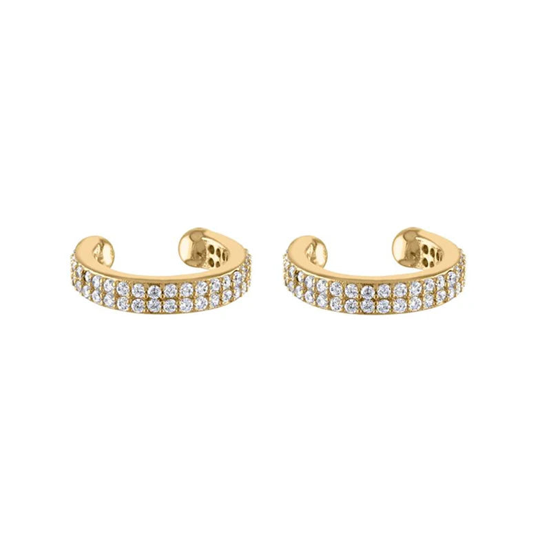 Luxury Gold Silver Filled Clip Earring For Women Full CZ Zircon Big Circle Men's Ear Cuff Jewelry Clip On Ear