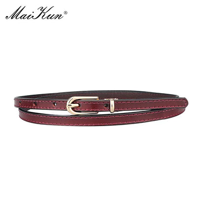 Women Belts Alloy Pin Buckle Genuine Leather Thin Belt Female Waistband for Jeans Dresses Pants