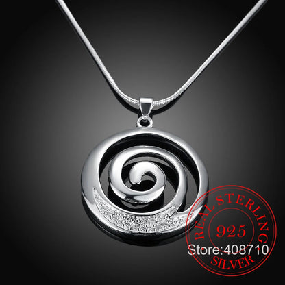 Simple Necklaces for Women 2023 Statement 925 Sterling Silver Surrounding Circle Zircon Pendants Necklace Wedding Bridal Jewelry