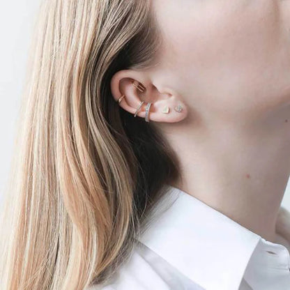 Luxury Gold Silver Filled Clip Earring For Women Full CZ Zircon Big Circle Men's Ear Cuff Jewelry Clip On Ear