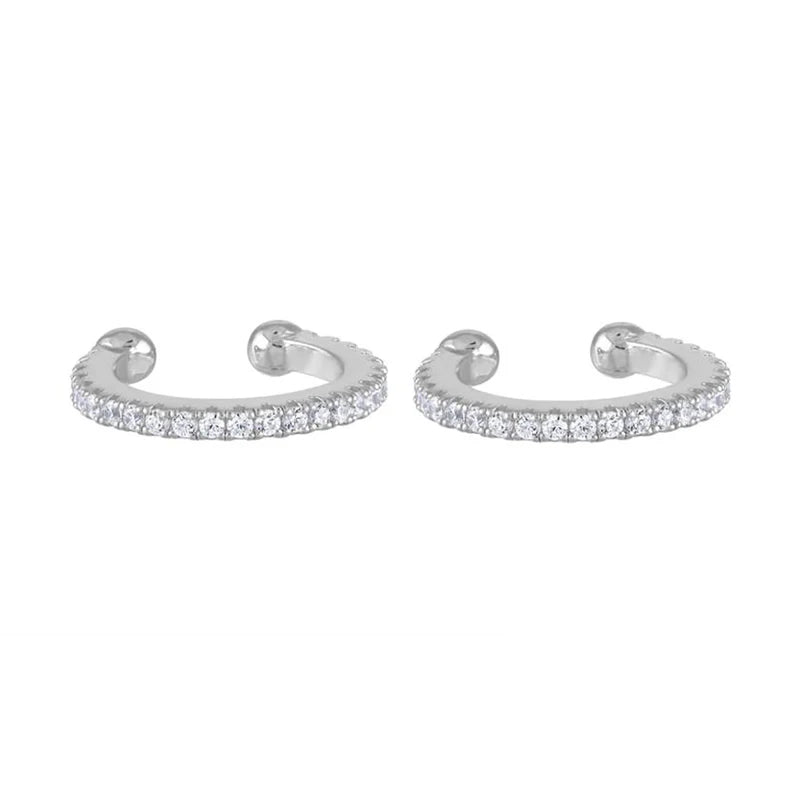 Luxury Gold Silver Filled Clip Earring For Women Full CZ Zircon Big Circle Men's Ear Cuff Jewelry Clip On Ear