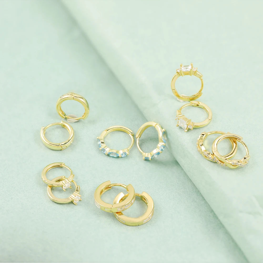 Simple Luxury Circle Zircon Earring 925 Sterling Silver Crystal CZ Hoop Earrings for Women Gold Silver Fashion Jewelry