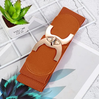 Buckle Wide Women Belts Stretch Cummerbund PU Leather Corset Belt Female Lady Waistband GM121