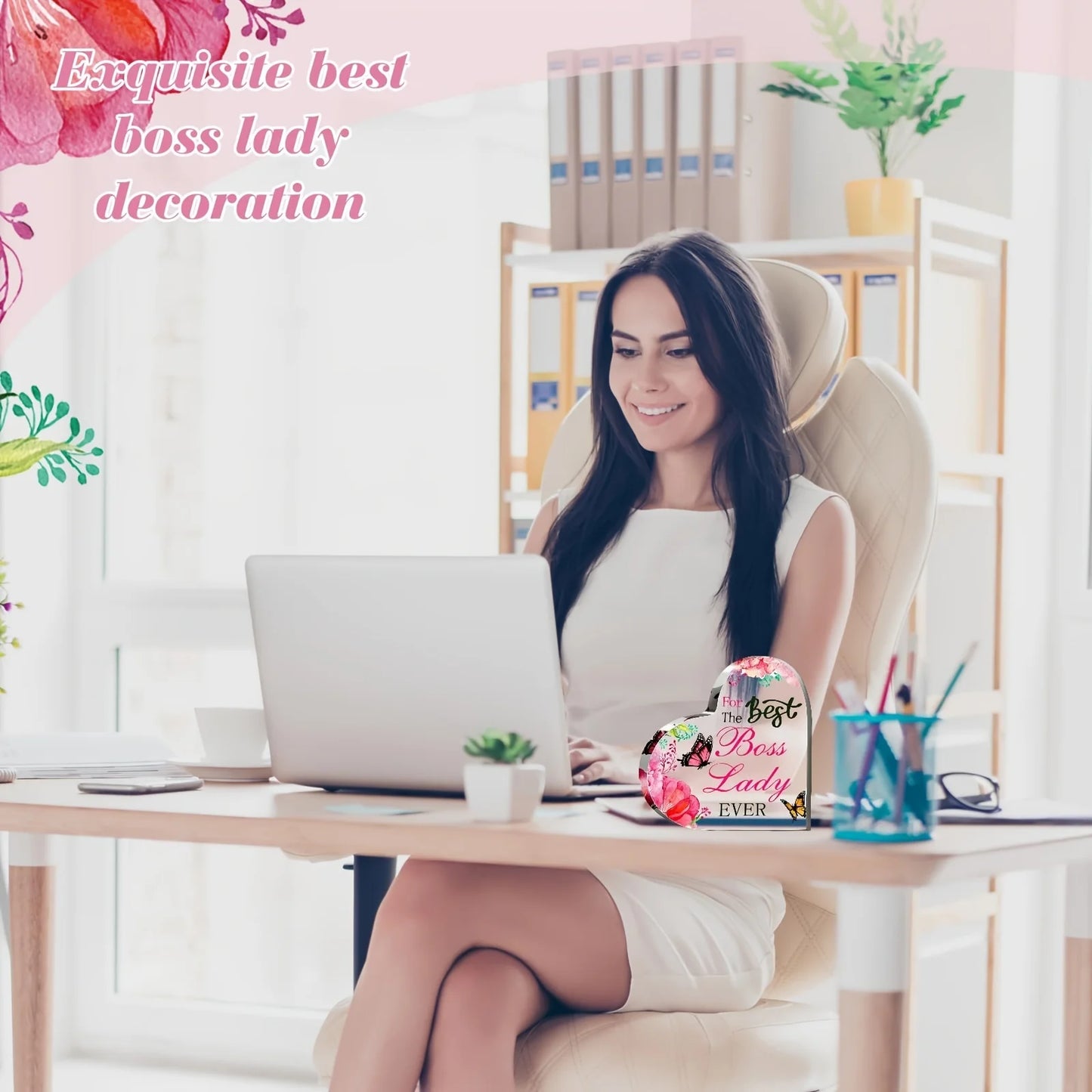 1pc Ladies Acrylic Heart Gift Best Boss Ladies Desk Gift Plaque Keepsake Thank You Gift Birthday Gift