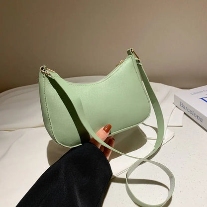 Women's Fashion Handbags Retro Solid Color PU Leather Shoulder Underarm Bag Casual Hobos Handbags