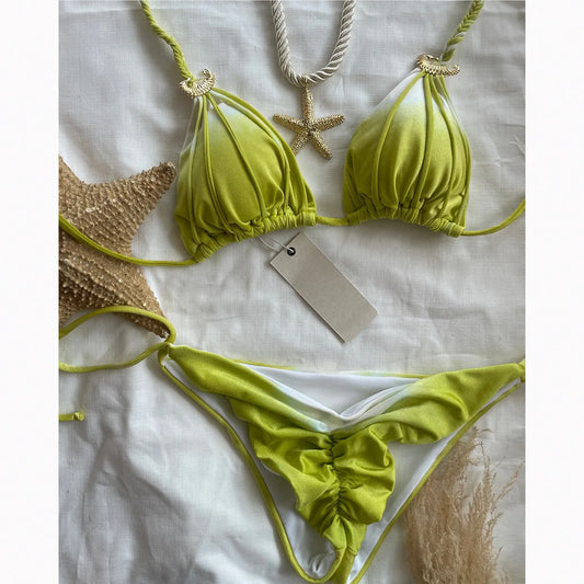 2025 New Bikini Sexy Tie Dye Split swimwear for woman Swimwear Women