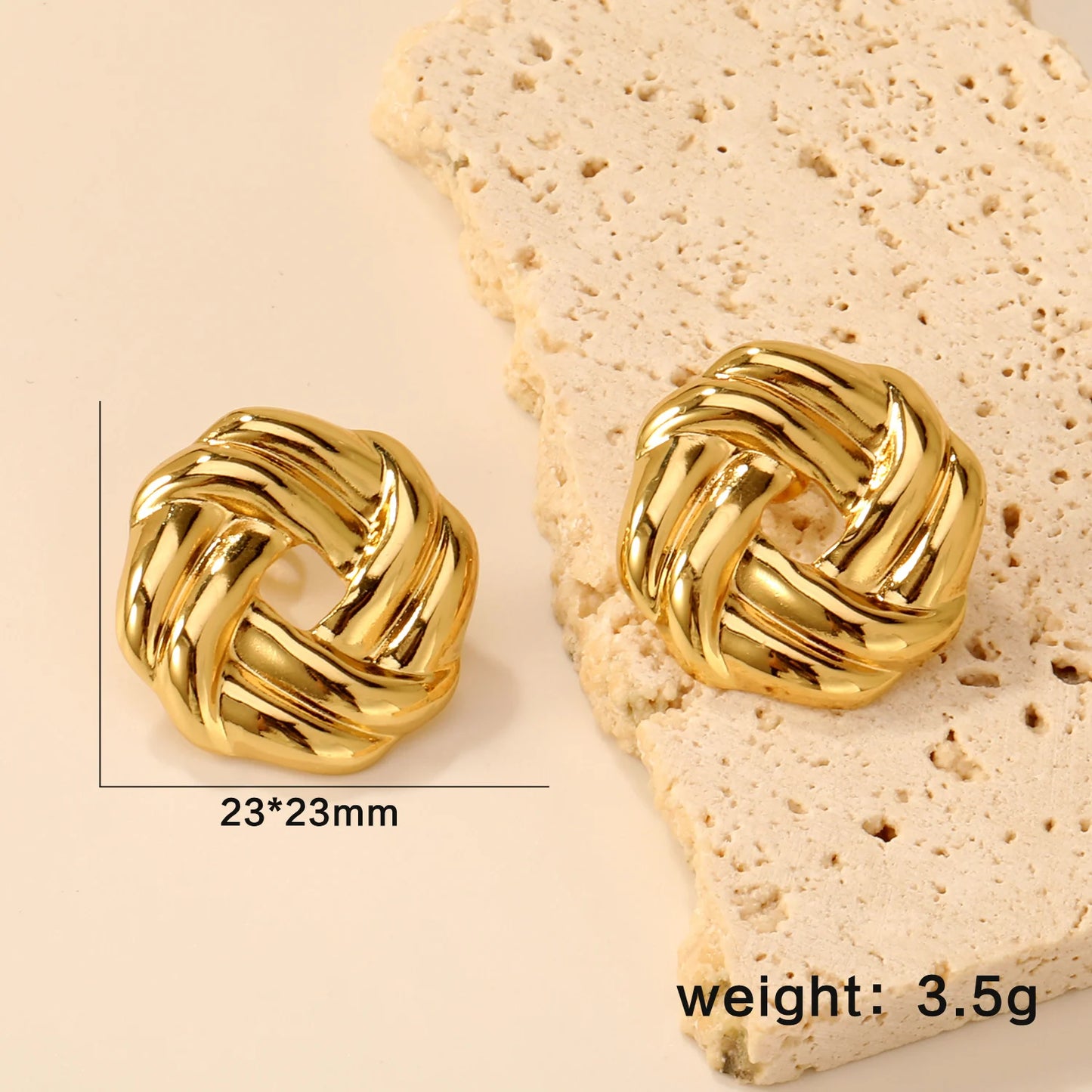 2PC Women's Fashion Trendy Stainless Steel Flower Earrings Necklace Set Gold-Plated Jewellry Party Dressing Gifts