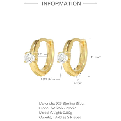 Simple Luxury Circle Zircon Earring 925 Sterling Silver Crystal CZ Hoop Earrings for Women Gold Silver Fashion Jewelry