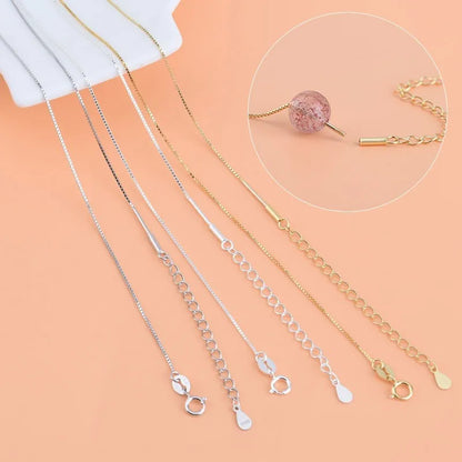 925 Sterling Silver Necklace Women DIY Beaded Box Chain Thread Necklace Bare Chain Twist Chain Swivel Chain
