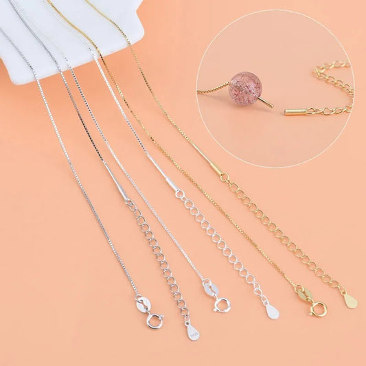 925 Sterling Silver Necklace Women DIY Beaded Box Chain Thread Necklace Bare Chain Twist Chain Swivel Chain