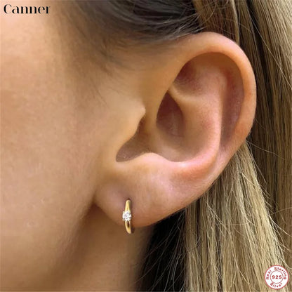 Simple Luxury Circle Zircon Earring 925 Sterling Silver Crystal CZ Hoop Earrings for Women Gold Silver Fashion Jewelry