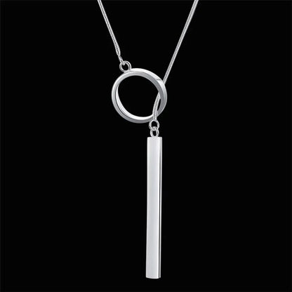 New 925 Sterling Silver Necklace for Women Jewelry 18 Inches Creative Round Pendant Fashion Christmas Gifts Wedding