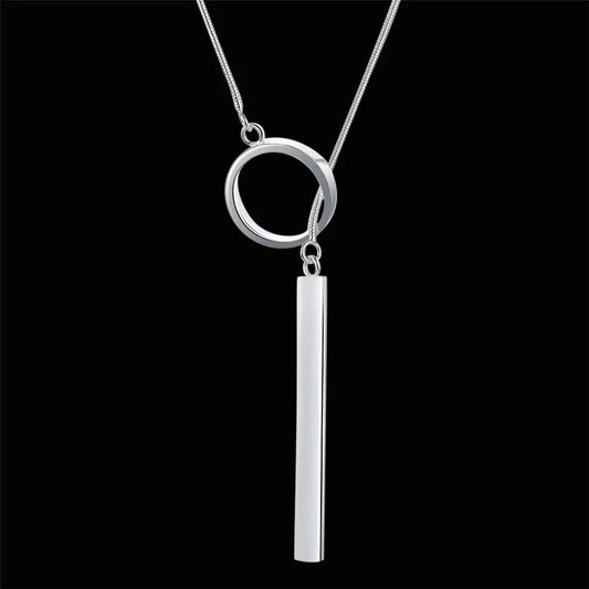 New 925 Sterling Silver Necklace for Women Jewelry 18 Inches Creative Round Pendant Fashion Christmas Gifts Wedding