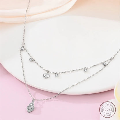 Necklace 925 Sterling Silver Shell Classic Simple Adjustable Women Girls Fashion Jewelry Gift