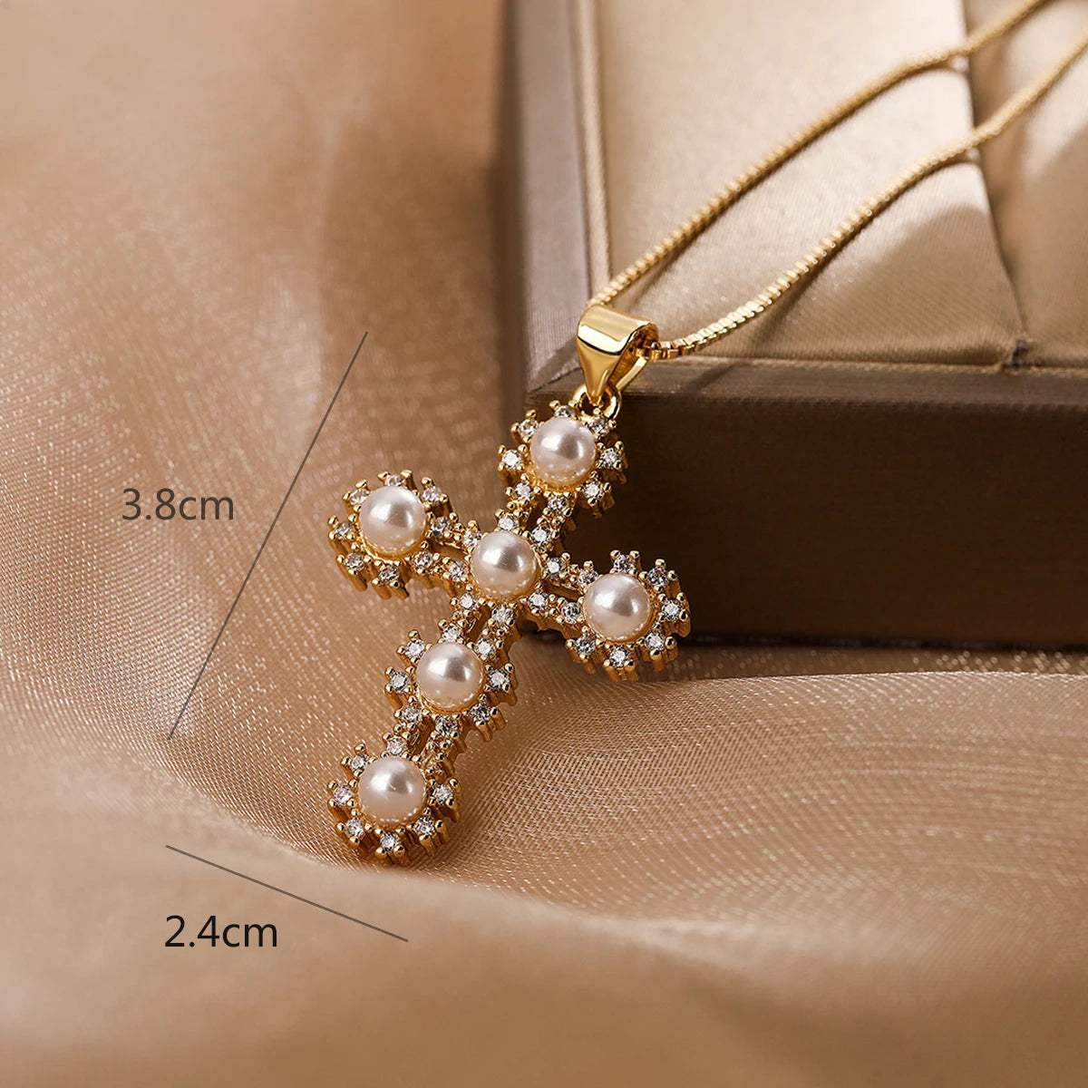 Fashion Female Cross Pendants Gold Color AAA CZ Stone Cross Pendant Necklace Jewelry For Men/Women Wholesale