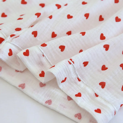 Summer Japanese Style Sweet Crepe Cotton Kimono Pajamas Lapel Cartoon Cute Printing Loose Loungewear Women 2 Piece Sleepwear