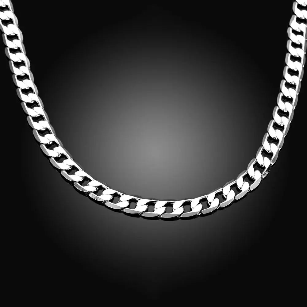 925 Sterling Silver Necklace High Quality Jewelry For Women Men 40-60cm 8mm Chain Solid Fashion Wedding Christmas Gifts