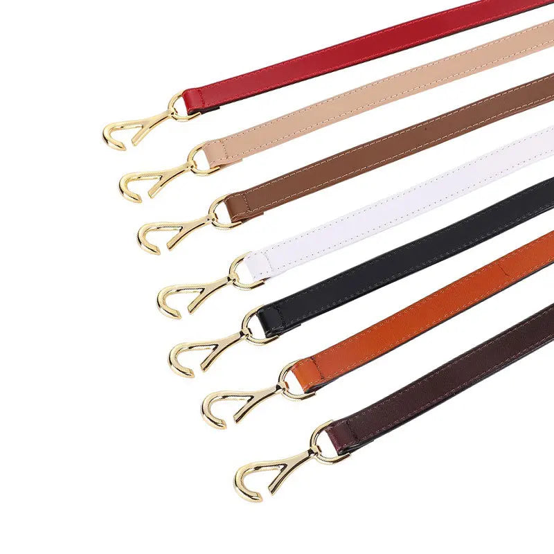 Genuine Leather Thin Women Belts Geometric Lock Buckle Elegant Waistband Classic Dress Coat Girdle For Women