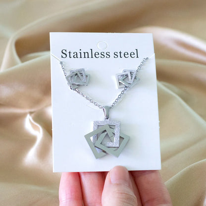 Trendy Jewelry Set Stainless Steel Silver/Gold Color Woman/Men Wholesale Heart Pendant Necklace Earings Bridal Sets