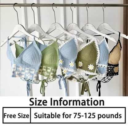 Beach Wear Women Swimwear Top Fashion Bohemian with Chest Pads Summer Sling Sexy Crochet Short Vest Street