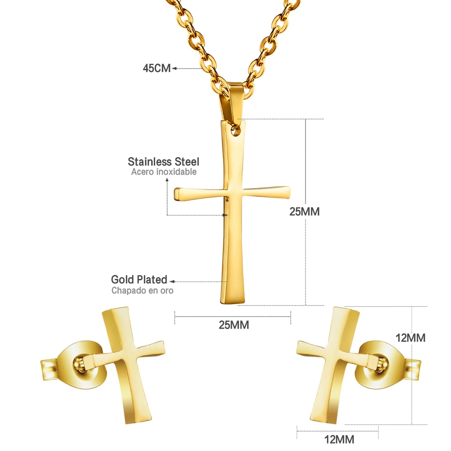 Trendy Jewelry Set Stainless Steel Silver/Gold Color Woman/Men Wholesale Heart Pendant Necklace Earings Bridal Sets