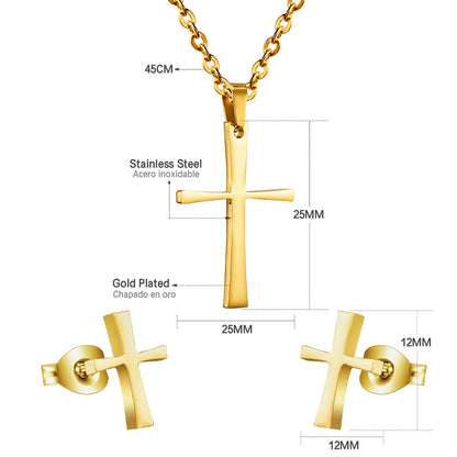 Trendy Jewelry Set Stainless Steel Silver/Gold Color Woman/Men Wholesale Heart Pendant Necklace Earings Bridal Sets