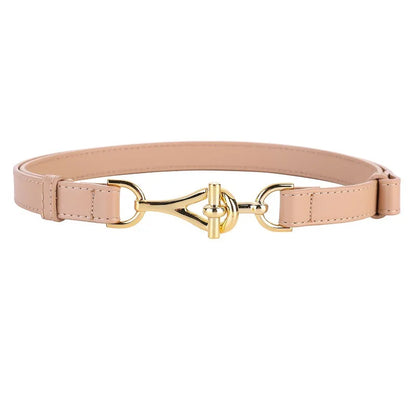 Genuine Leather Thin Women Belts Geometric Lock Buckle Elegant Waistband Classic Dress Coat Girdle For Women
