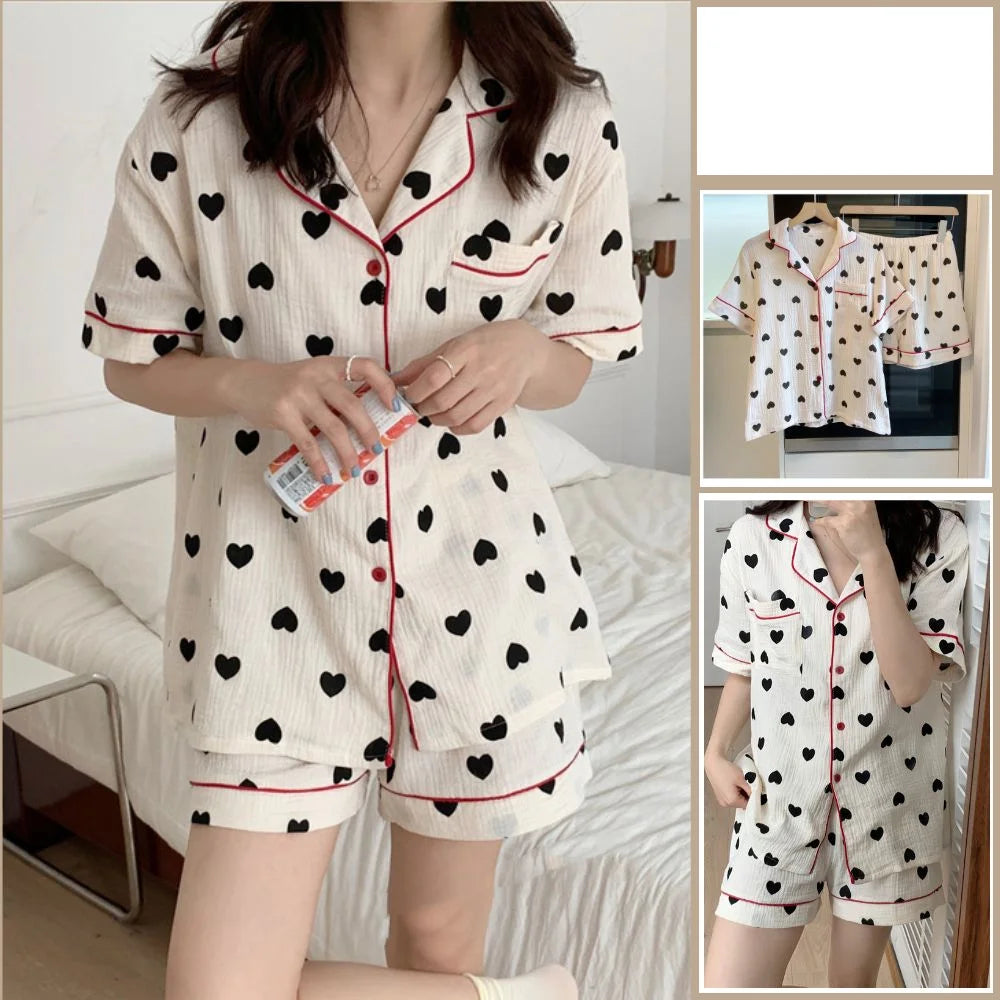Rabbit Printing Ladies Pajamas Set Summer Kawaii Loungewear Women Green Homewear Cute Cartoon Korean Fashion Version Outfits