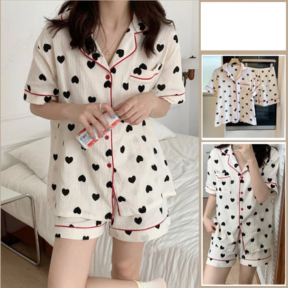 Rabbit Printing Ladies Pajamas Set Summer Kawaii Loungewear Women Green Homewear Cute Cartoon Korean Fashion Version Outfits