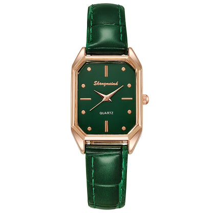 Ladies Quartz Watch Bracelet Green Dial Simple Rose Gold Dial Mesh Luxury Women Watches Brand Women Watches Fashion Square