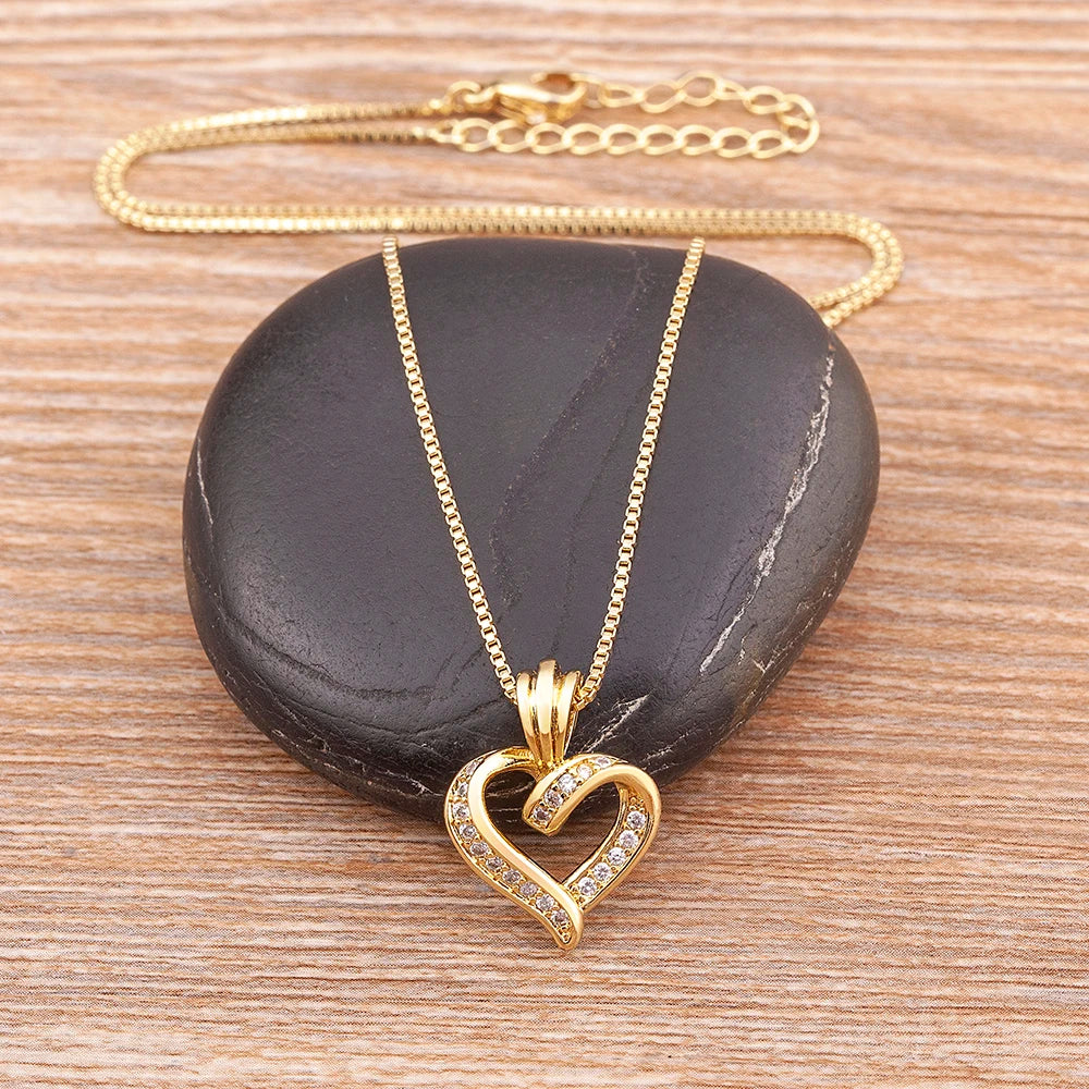 Fashion Creative Spiral Design Heart Pendant Necklace For Women Lovers Clavicle Chain Chocker Female Cute Zircon Jewlery