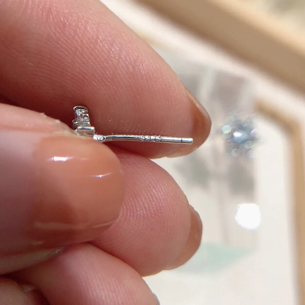 Silver Color New Snowflake Earrings Zircon Simple Stud Earrings Women's Wedding  Jewelry Earrings