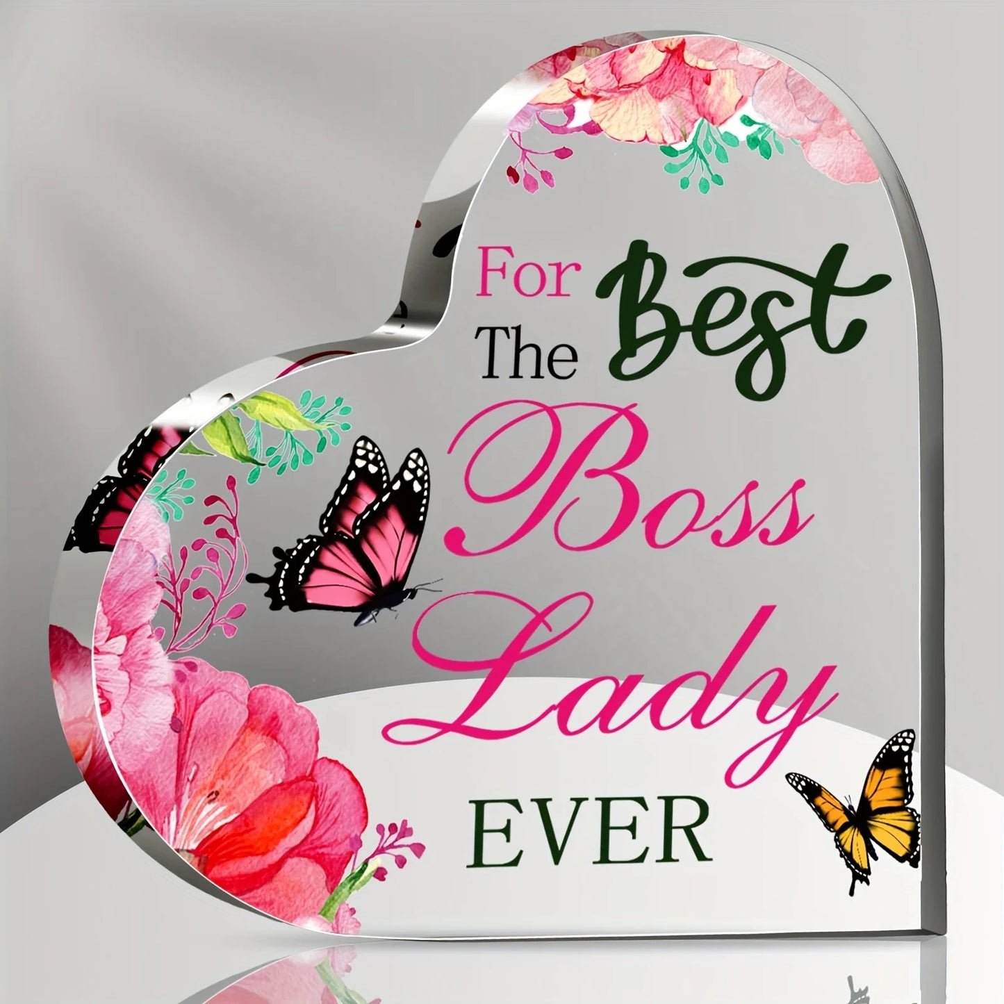 1pc Ladies Acrylic Heart Gift Best Boss Ladies Desk Gift Plaque Keepsake Thank You Gift Birthday Gift
