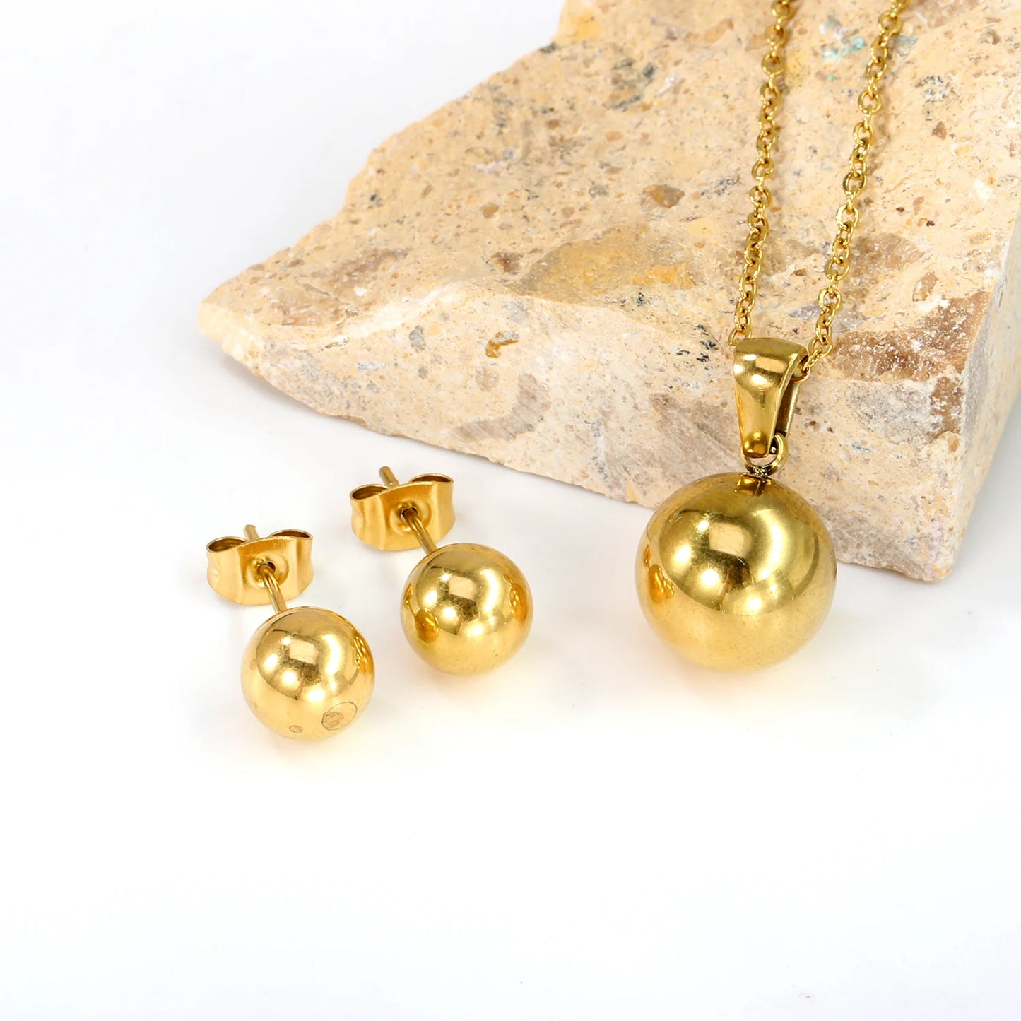 Trendy Jewelry Set Stainless Steel Silver/Gold Color Woman/Men Wholesale Heart Pendant Necklace Earings Bridal Sets