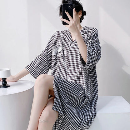 New Summer Nightgowns Women Nightwear Flower Cardigan Sleepwear Ladies Home Clothes Big Size Loungewear Women Pajamas Nighties