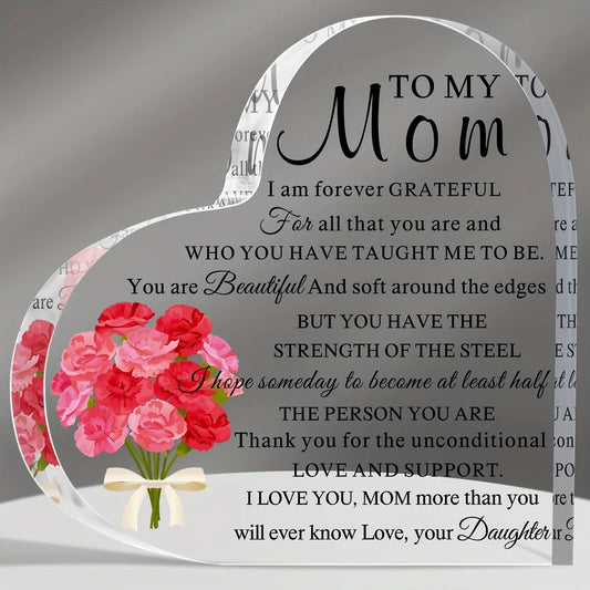 1pc Acrylic Mum Gift for Mum Birthday Gift for Mum Meaningful Gift Acrylic Heart Shaped Memorial Anniversary Gift