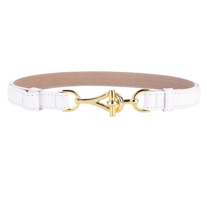 Genuine Leather Thin Women Belts Geometric Lock Buckle Elegant Waistband Classic Dress Coat Girdle For Women