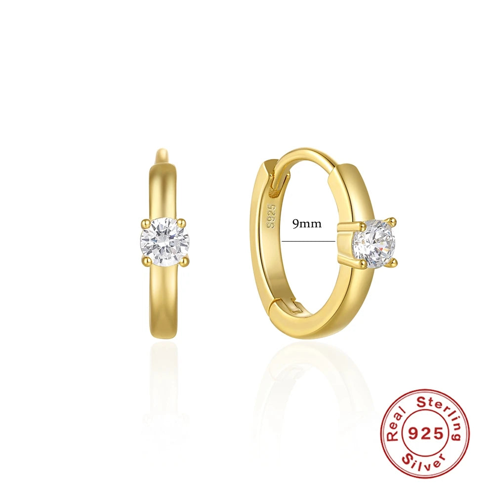 Simple Luxury Circle Zircon Earring 925 Sterling Silver Crystal CZ Hoop Earrings for Women Gold Silver Fashion Jewelry