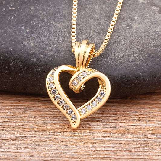 Fashion Creative Spiral Design Heart Pendant Necklace For Women Lovers Clavicle Chain Chocker Female Cute Zircon Jewlery
