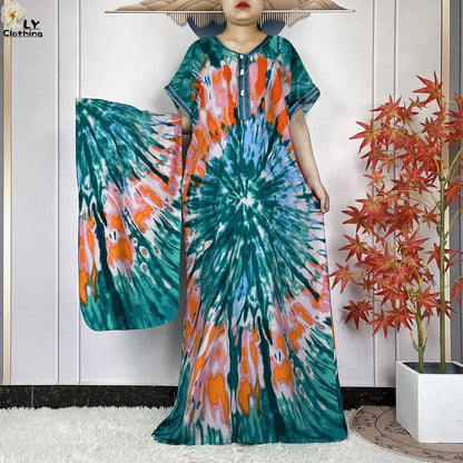 New Style African Abaya Fashion Clothes Summer Short Sleeve Dashiki Dresses Loose Boubou Maxi African Islam Women Casual Dress