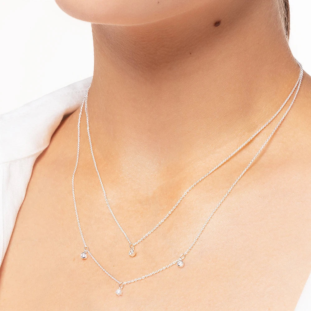 Necklace Double Chain Brand New Minimalist Fine Jewelry Europe 925 Sterling Silver Bohemia Gift For Women