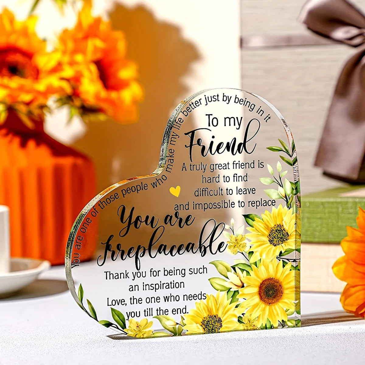 1pc Acrylic Friendship Plaque Sunflower Friendship Gift Birthday Gift Party Decoration Wedding Gift Christmas Gift